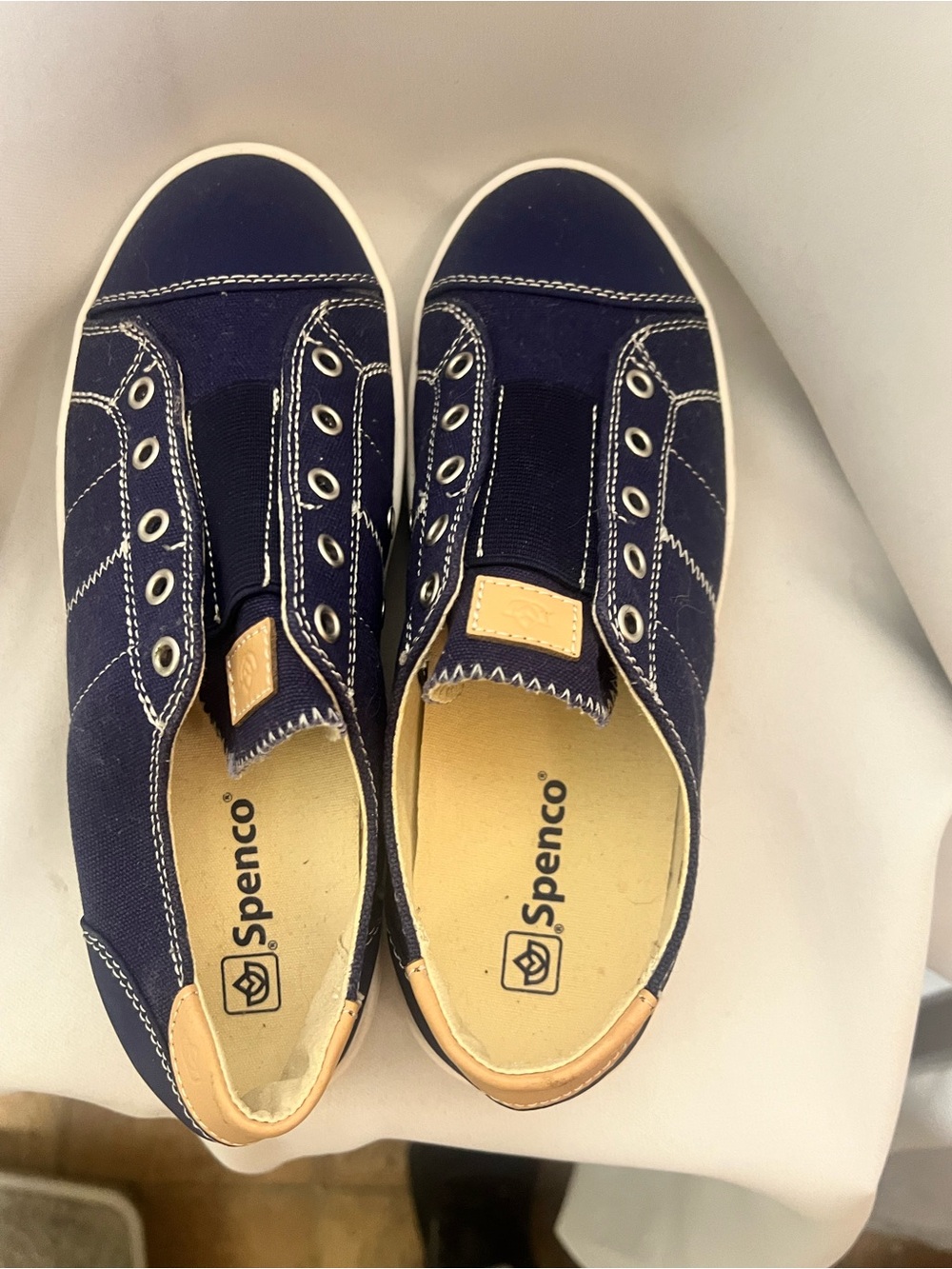 Spenco Women’s Navy Canvas Slip-On Sneakers Size 7 Orthotic Comfort Casual Shoes - Picture 4 of 9